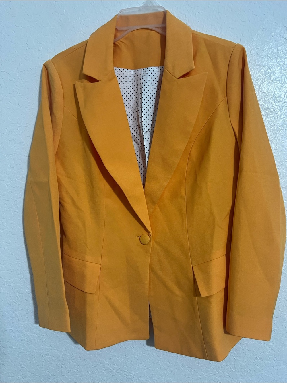 New Women Jacket  Blazer Yellow Size XS Polyester One Button #24